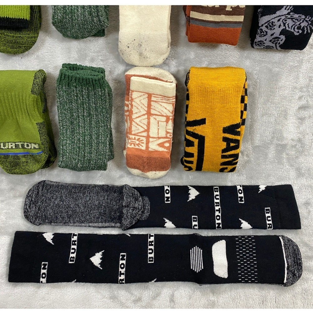Bulk Lot 10 Pair Patagonia Burton Vans 100% Merino Wool Cushioned Socks Men 8-12 - Picture 10 of 10